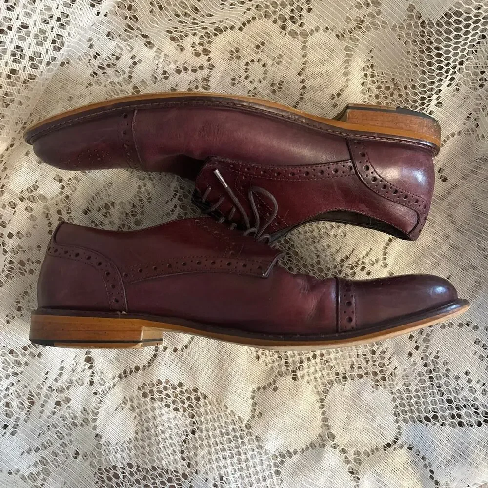 Joseph Abboud Men's US 9 Burgundy Leather Oxford Dress Shoes